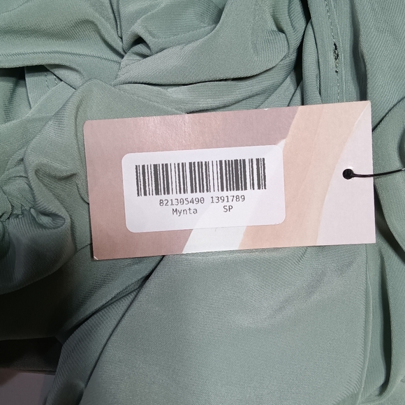 NWT Mynta Elegant Blouson Blouse in Light Green Women's S Petite Faux Wrap Top - Picture 10 of 10